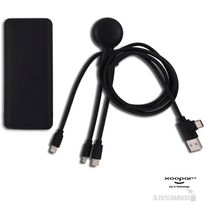 3199 | Xoopar Mr. Bio Powerbank and cable pack 7.000mAh zwart
