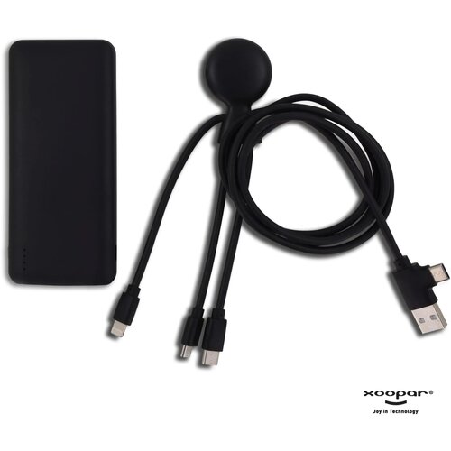 3199 | Xoopar Mr. Bio Powerbank and cable pack 7.000mAh zwart