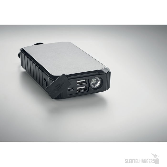 Powerbank met solar en dynamo (8.000 mAh) Zwart