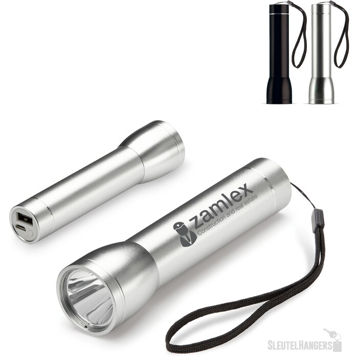 Powerbank zaklamp 2200mAh zwart