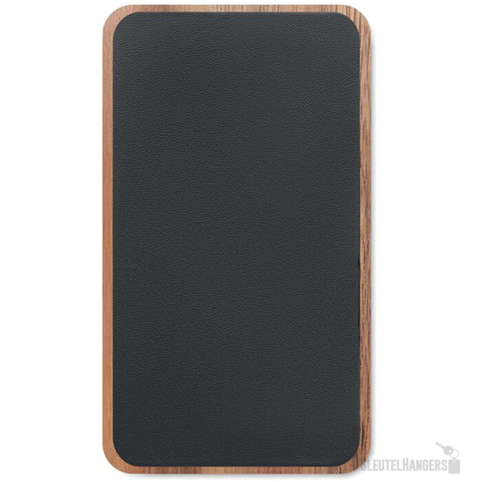 Acaciahout powerbank met leer (4.000 mAh Zwart