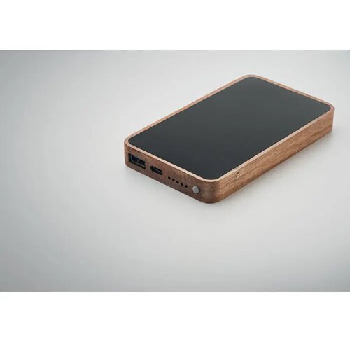 Acaciahout powerbank met leer (4.000 mAh Zwart