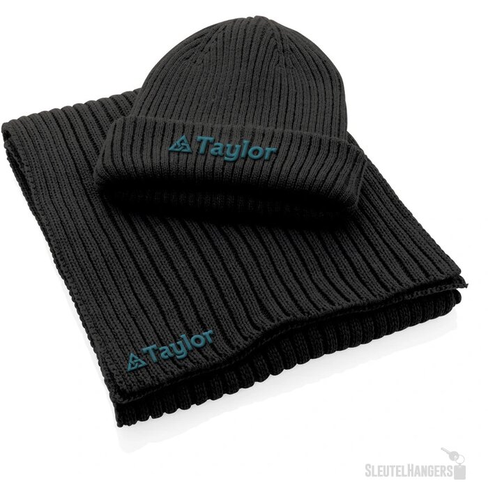 Impact AWARE™ Polylana® dubbel gebreide sjaal 180x25cm zwart