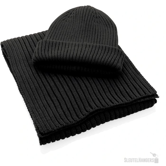 Impact AWARE™ Polylana® dubbel gebreide sjaal 180x25cm zwart