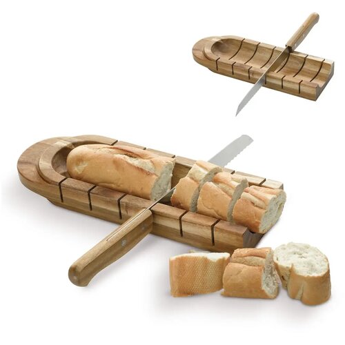 Stokbroodhouder met mes hout