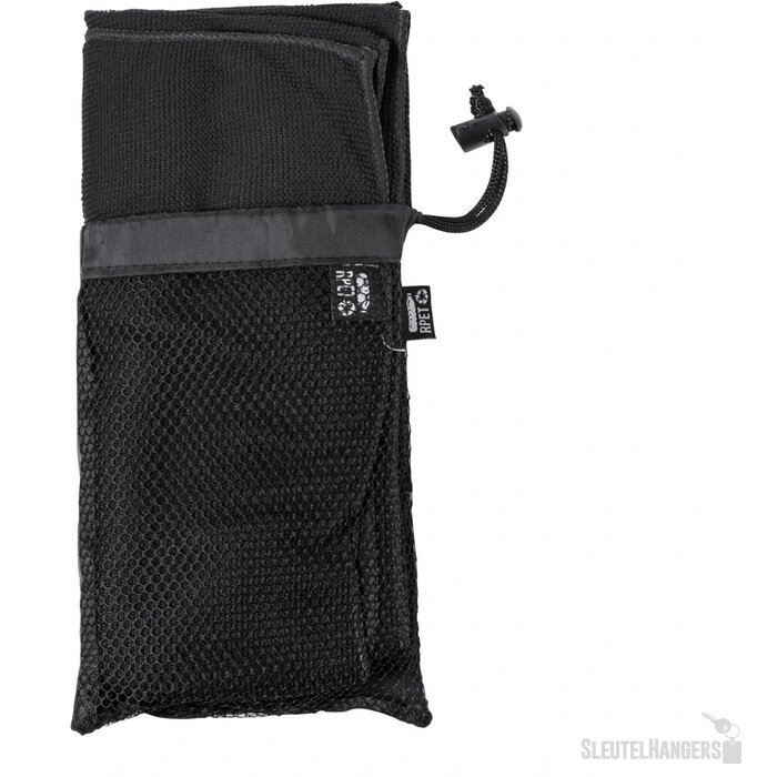 RPET sporthanddoek in draagtasje Zwart