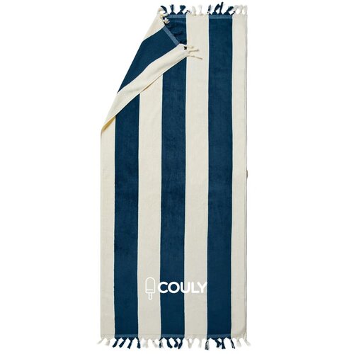 VINGA Valmer strand handdoek donkerblauw, wit