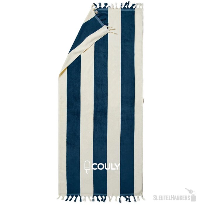 VINGA Valmer strand handdoek donkerblauw, wit