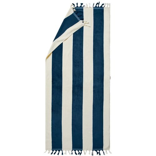 VINGA Valmer strand handdoek donkerblauw, wit