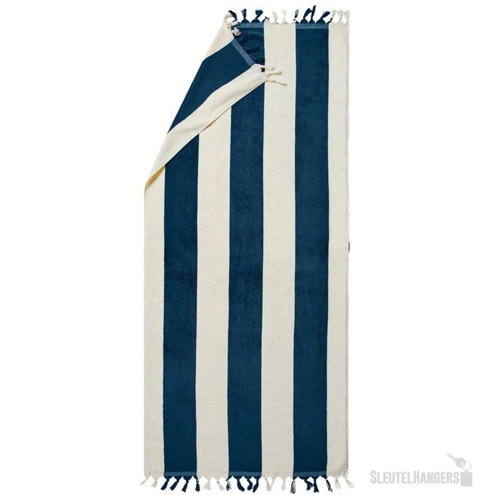 VINGA Valmer strand handdoek donkerblauw, wit