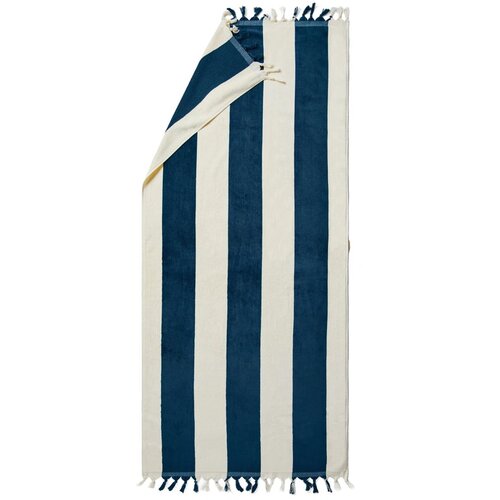 VINGA Valmer strand handdoek donkerblauw, wit