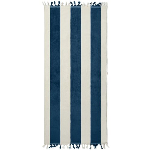 VINGA Valmer strand handdoek donkerblauw, wit