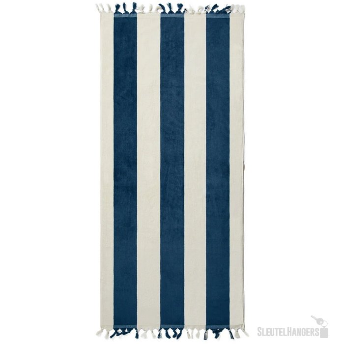 VINGA Valmer strand handdoek donkerblauw, wit