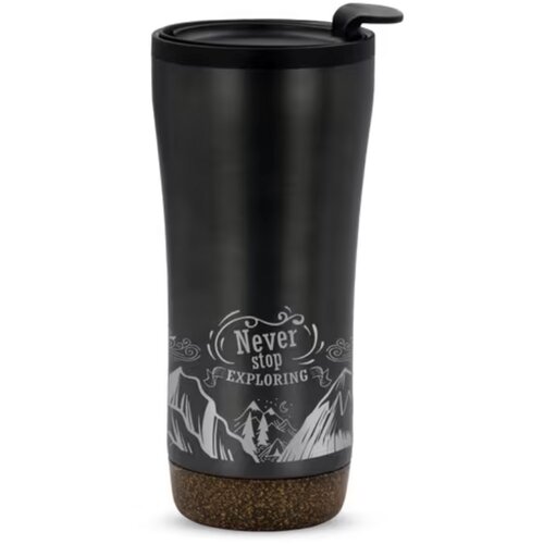 RVS thermosbeker met kurk detail (480 ml) Zwart