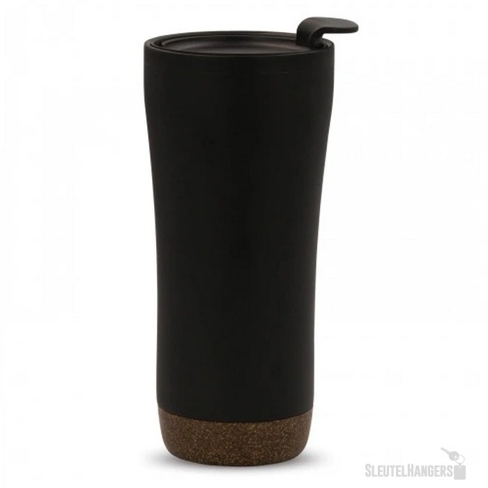 RVS thermosbeker met kurk detail (480 ml) Zwart