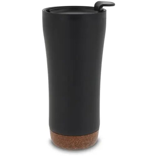 RVS thermosbeker met kurk detail (480 ml) Zwart