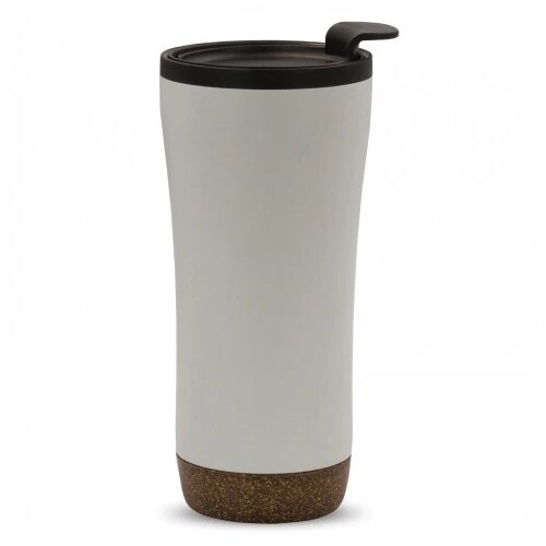 RVS thermosbeker met kurk detail (480 ml) Wit