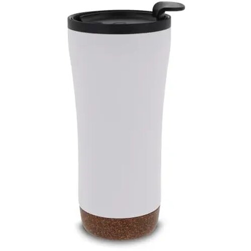 RVS thermosbeker met kurk detail (480 ml) Wit
