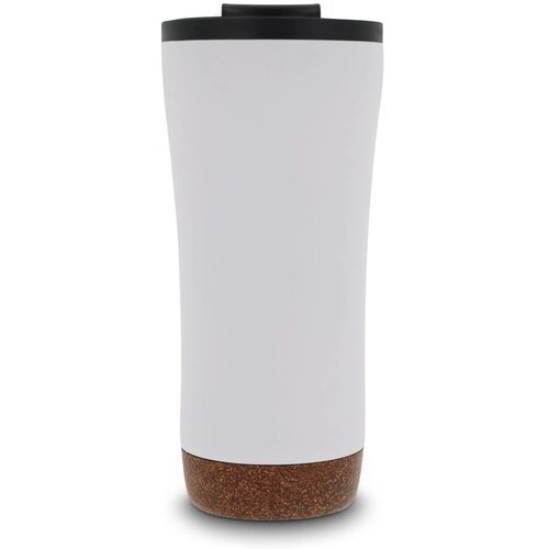 RVS thermosbeker met kurk detail (480 ml) Wit