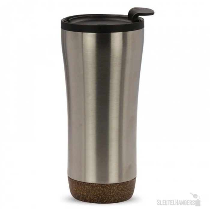 RVS thermosbeker met kurk detail (480 ml) Zilver