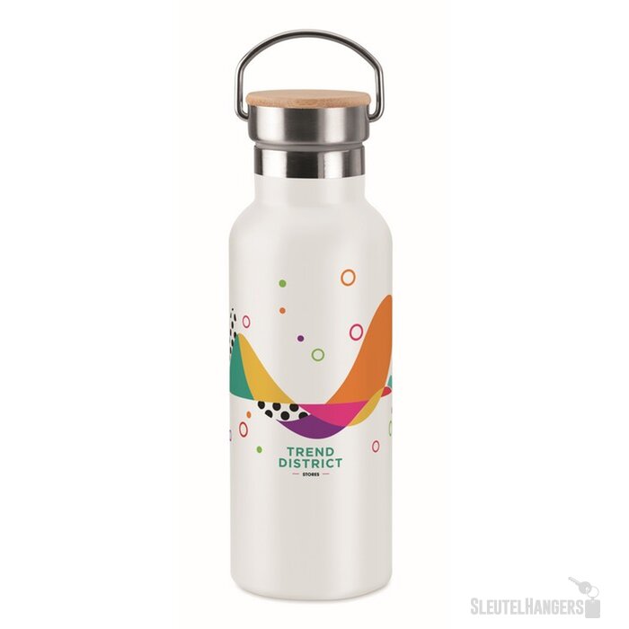 Thermosfles met bamboe deksel (500 ml) Wit