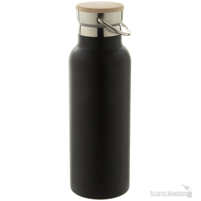 Thermosfles met bamboe deksel (500 ml) Zwart