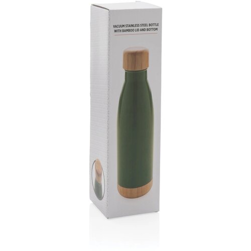 Thermosfles met bamboe deksel en bodem (520 ml) Groen 520 ml