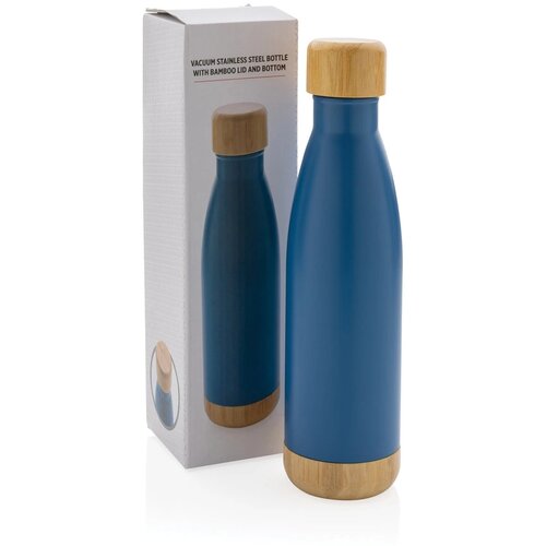 Thermosfles met bamboe deksel en bodem (520 ml) Blauw 520 ml
