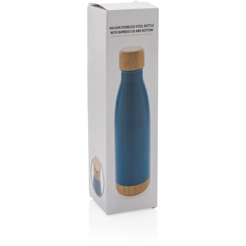 Thermosfles met bamboe deksel en bodem (520 ml) Blauw 520 ml