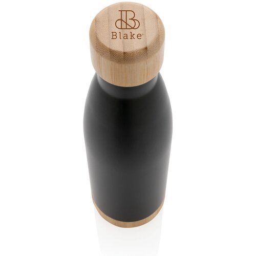 Thermosfles met bamboe deksel en bodem (520 ml) Zwart 520 ml