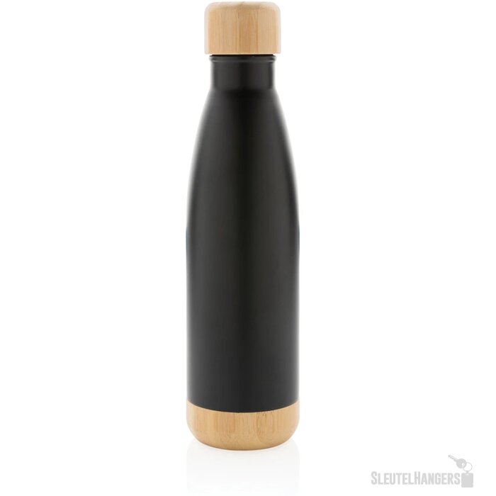 Thermosfles met bamboe deksel en bodem (520 ml) Zwart