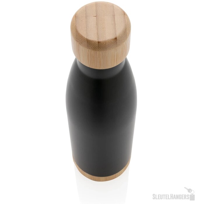 Thermosfles met bamboe deksel en bodem (520 ml) Zwart