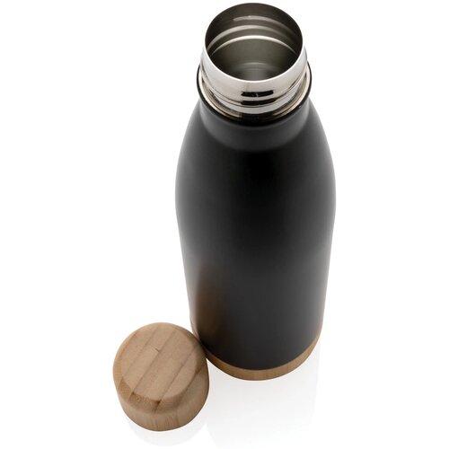 Thermosfles met bamboe deksel en bodem (520 ml) Zwart 520 ml