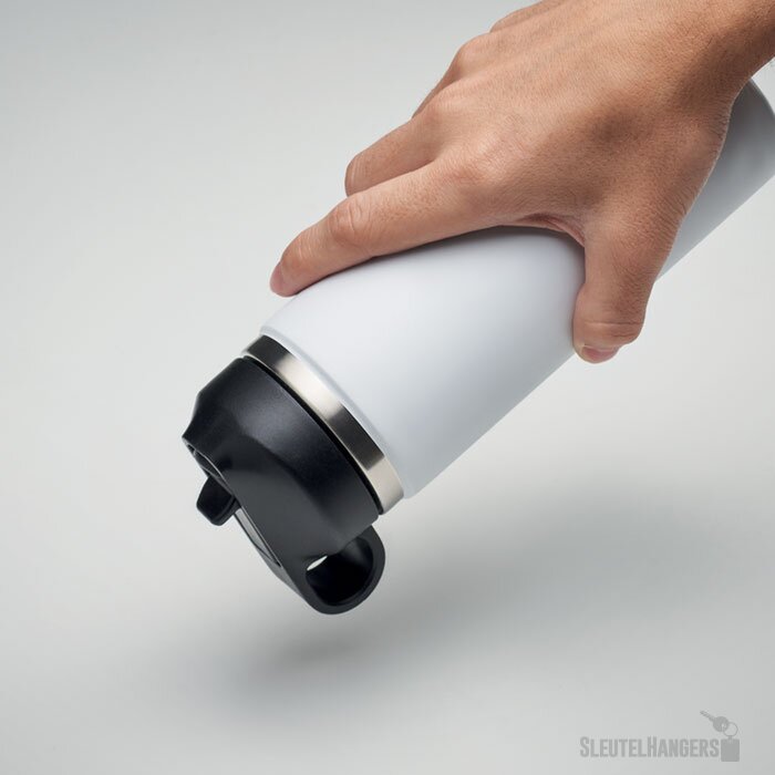 Gerecycled RVS thermosfles met rietje (500 ml) Wit