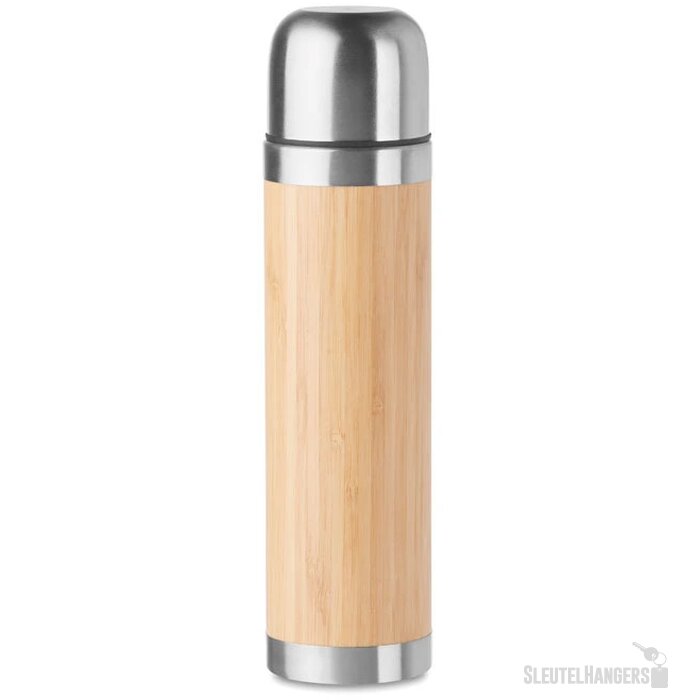 RVS thermosfles met bamboe (400 ml) Bruin
