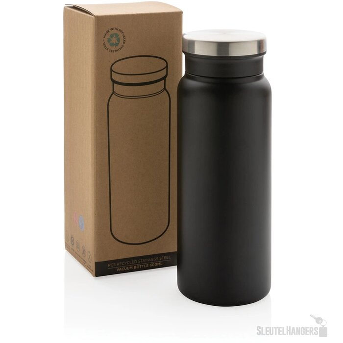 RCS gerecycled RVS vacuümfles (600 ml) Zwart