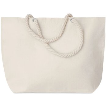 Strandtas met touw handvatten Menorca beige