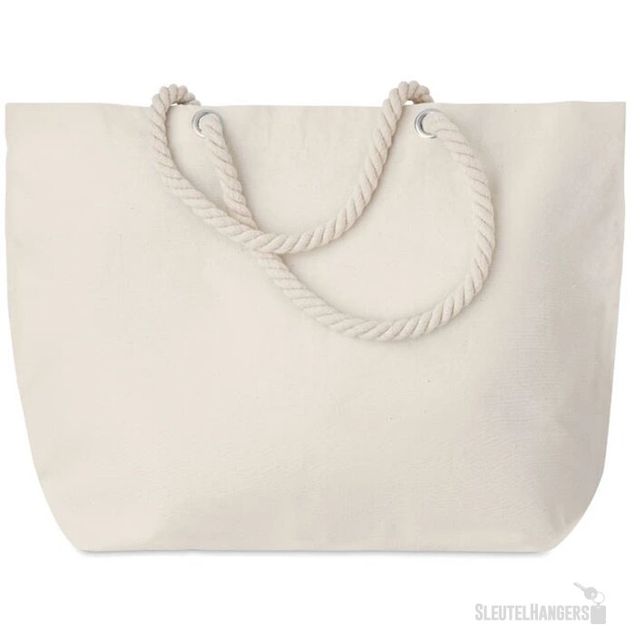 Strandtas met touw handvatten Menorca beige