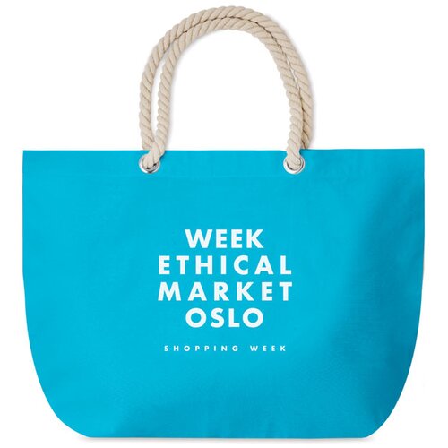 Strandtas met touw handvatten Menorca turquoise