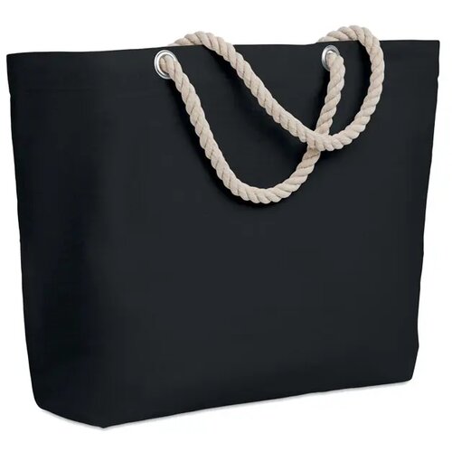Strandtas met touw handvatten Menorca zwart