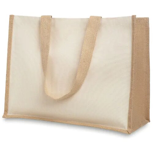 Jute/canvas boodschappentas Campo de fiori beige