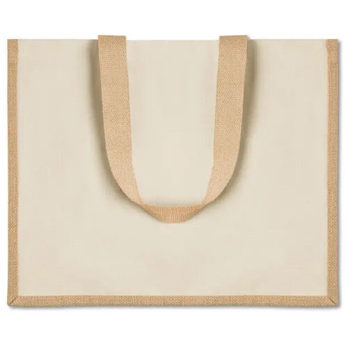 Jute/canvas boodschappentas Campo de fiori beige