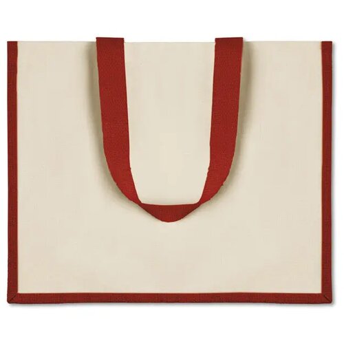 Jute/canvas boodschappentas Campo de fiori rood