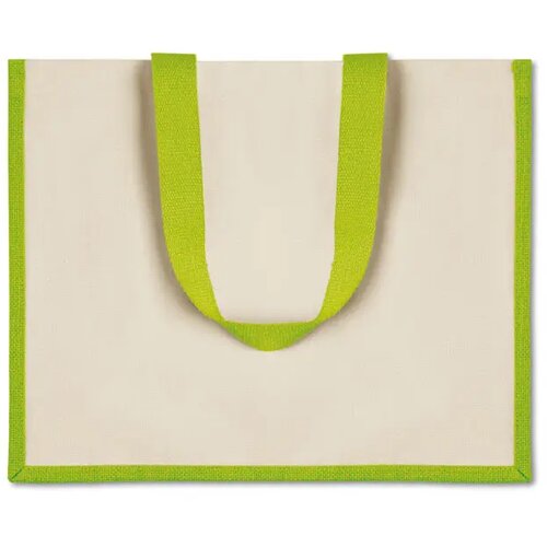 Jute/canvas boodschappentas Campo de fiori limoen