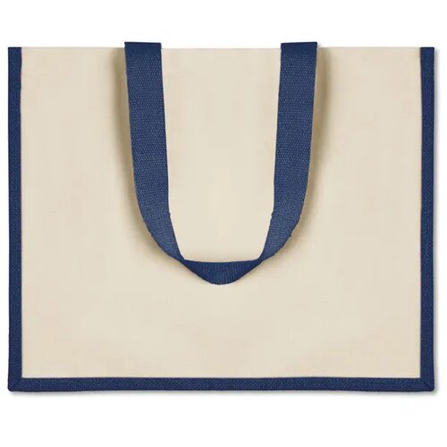 Jute/canvas boodschappentas Campo de fiori blauw