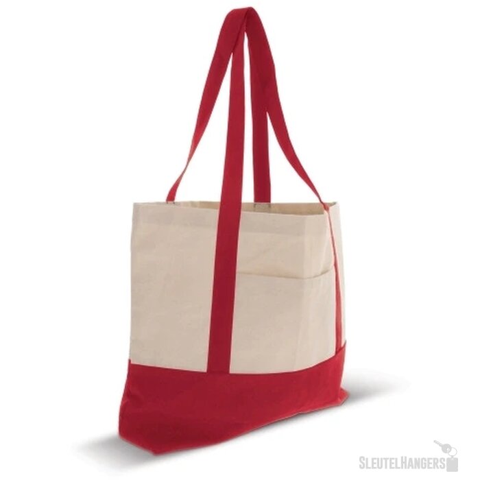 Strandtas katoenen canvas OEKO-TEX® 280g/m² 42x10x30cm rood