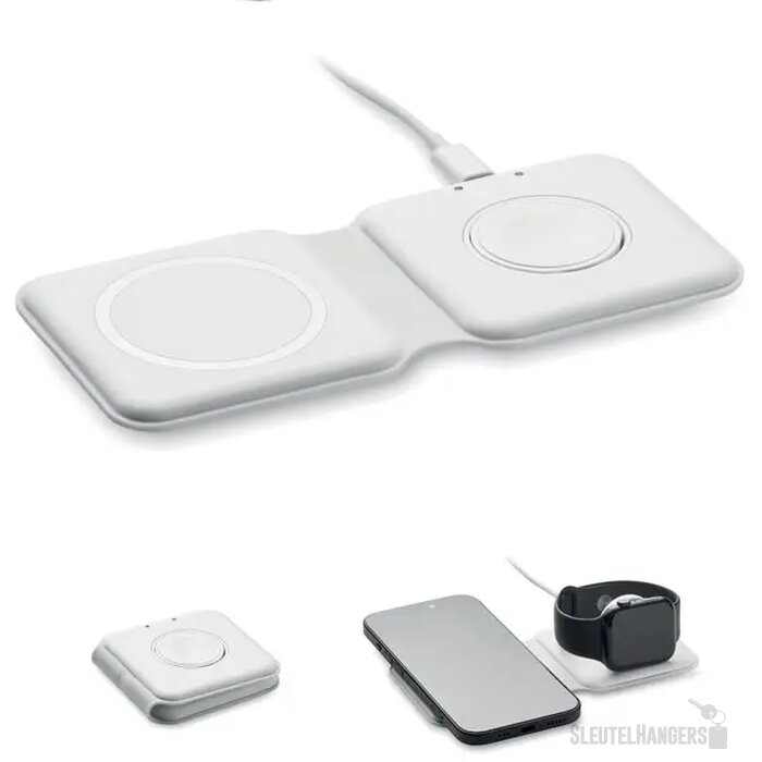 2-in-1 opvouwbare lader 15w Flip wit