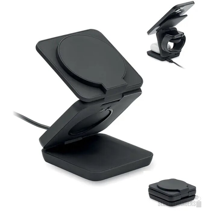 3-in-1 opvouwbaar laadstation Netica Zwart