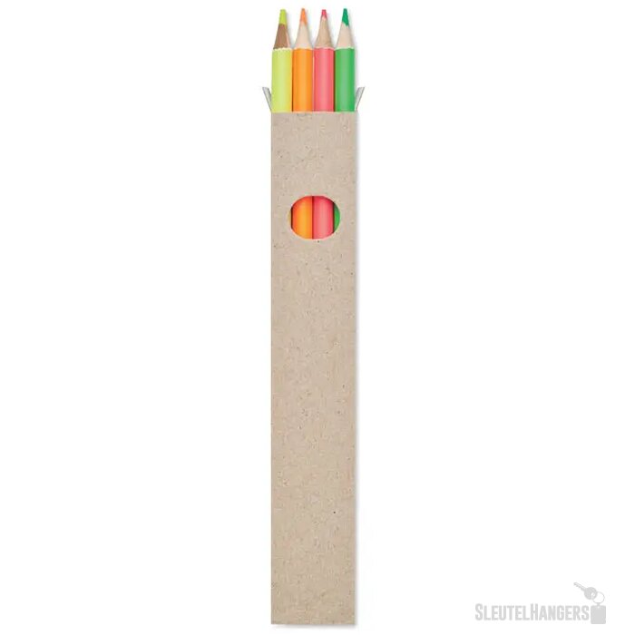 4 markeerpotloden in doosje Bowy Veelkleurig