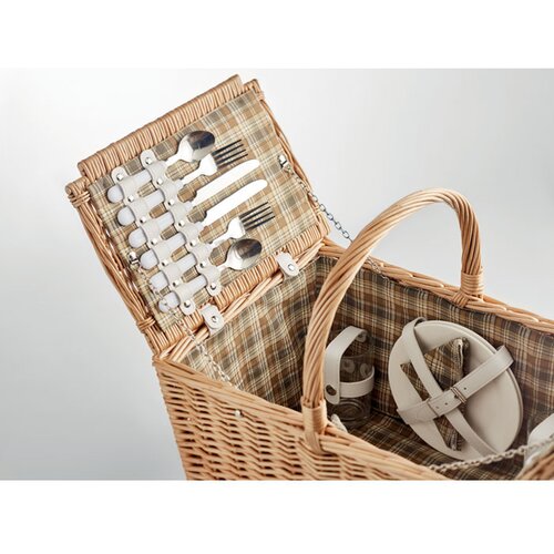 4-persoons rotan picknickmand Mimbre plus hout